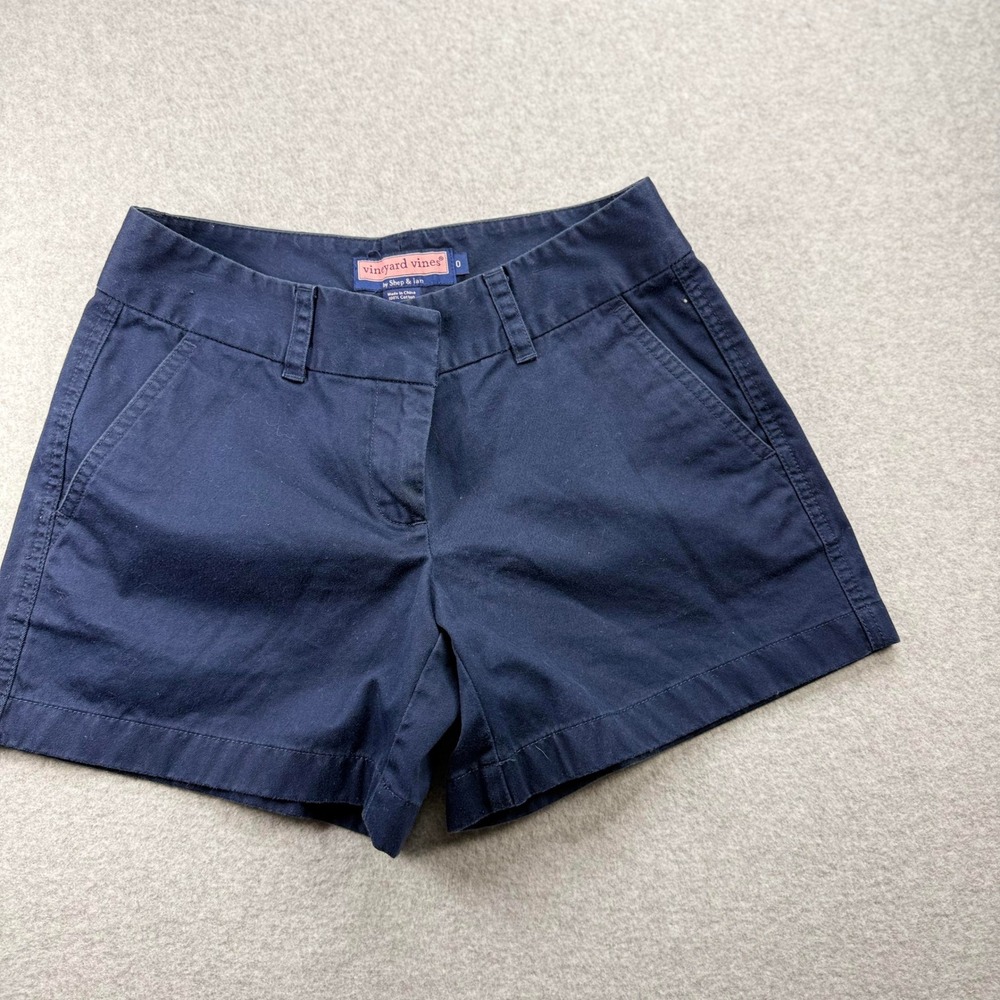 Vineyard Vines Chino Shorts Womens 0 Navy Blue Excellent Cotton Preppy Casual